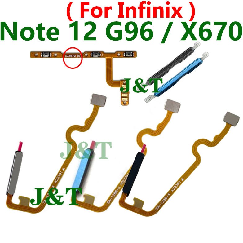สําหรับ Infinix Note 12 G96 / X670 Volume Power On Off ปุ่ม Flex + ปุ่มบ้านเครื่องสแกนลายนิ้วมือ Sensor Return Key สายริบบิ้น