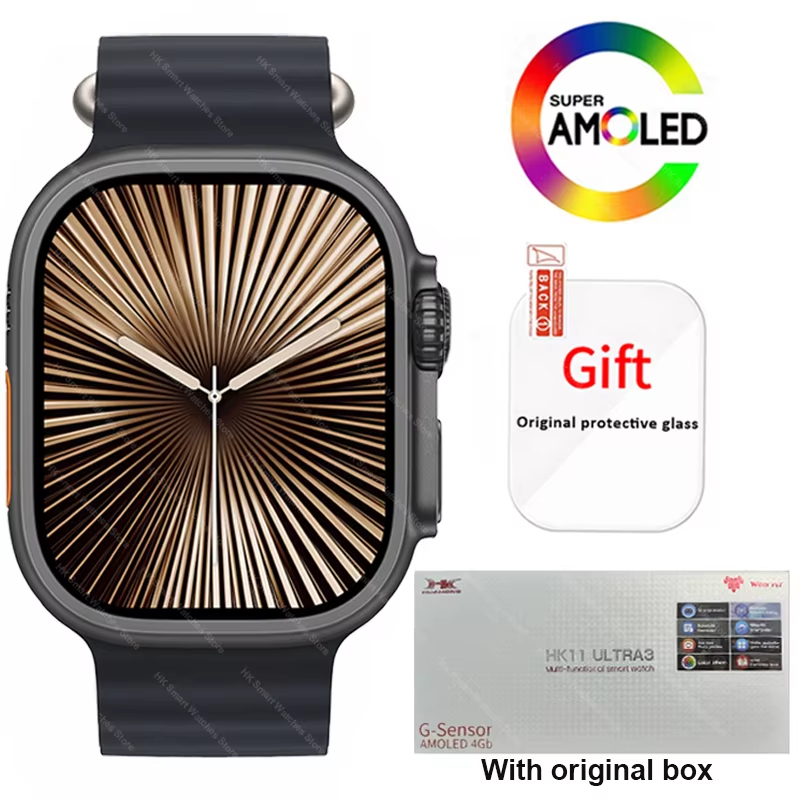 HK11 ULTRA 3 Smartwatch 49 มม.HD AMOLED 4G ROM เครือข่ายบลูทูธ ChatGPT Call หุ่นยนต์นาฬิกา NFC เข็มท