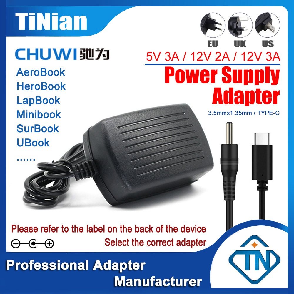 อะแดปเตอร์ชาร์จไฟ 5V 12V 2A 3A AC สําหรับ CHUWI AeroBook HeroBook LapBook Minibook SurBook UBook Mini Hi10 Hi13 CWI534 CWI514 CWI527