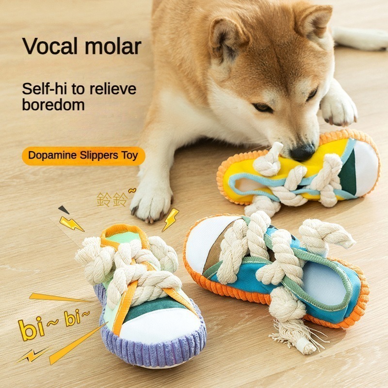 Dog Bite-Bite รองเท้า Voice Molar Bite-Resistant ของเล่นรองเท้าผ้าฝ้าย Knots การฝึกอบรมสัตว์เลี้ยงสุนัขของเล่น