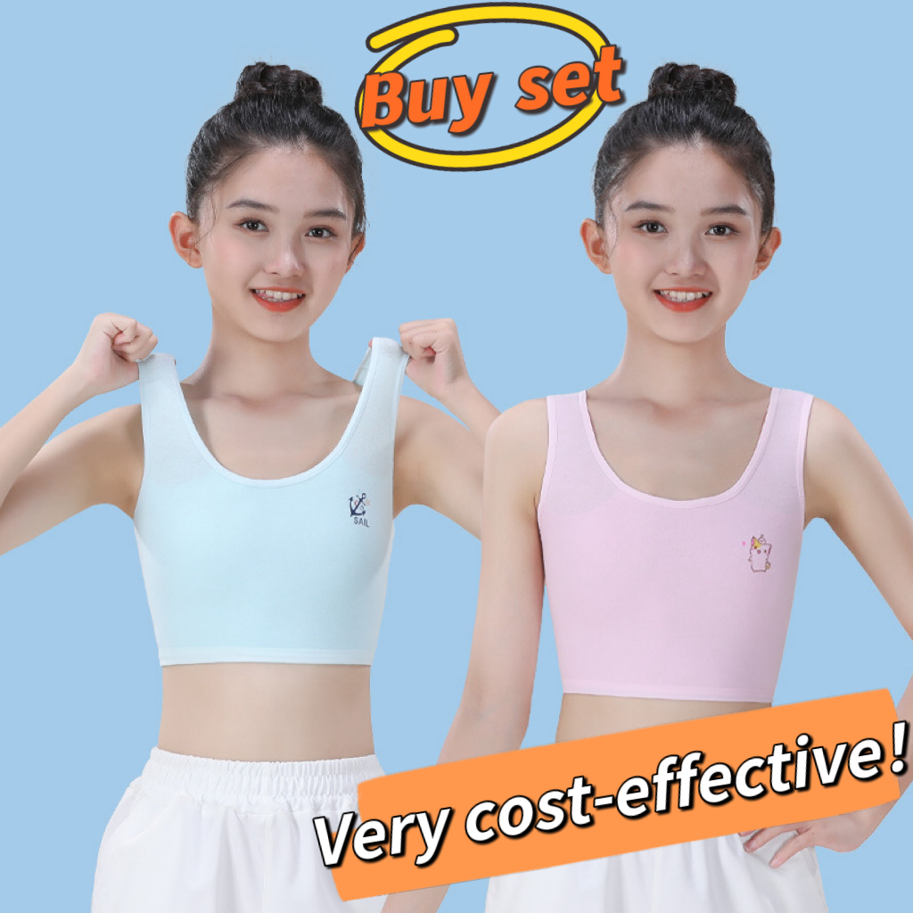 เด็กวัยหัดเดินสู่ทวีน Girls Cotton Undergarment - Training Vest Bra, Anti-Show (7-12Y)