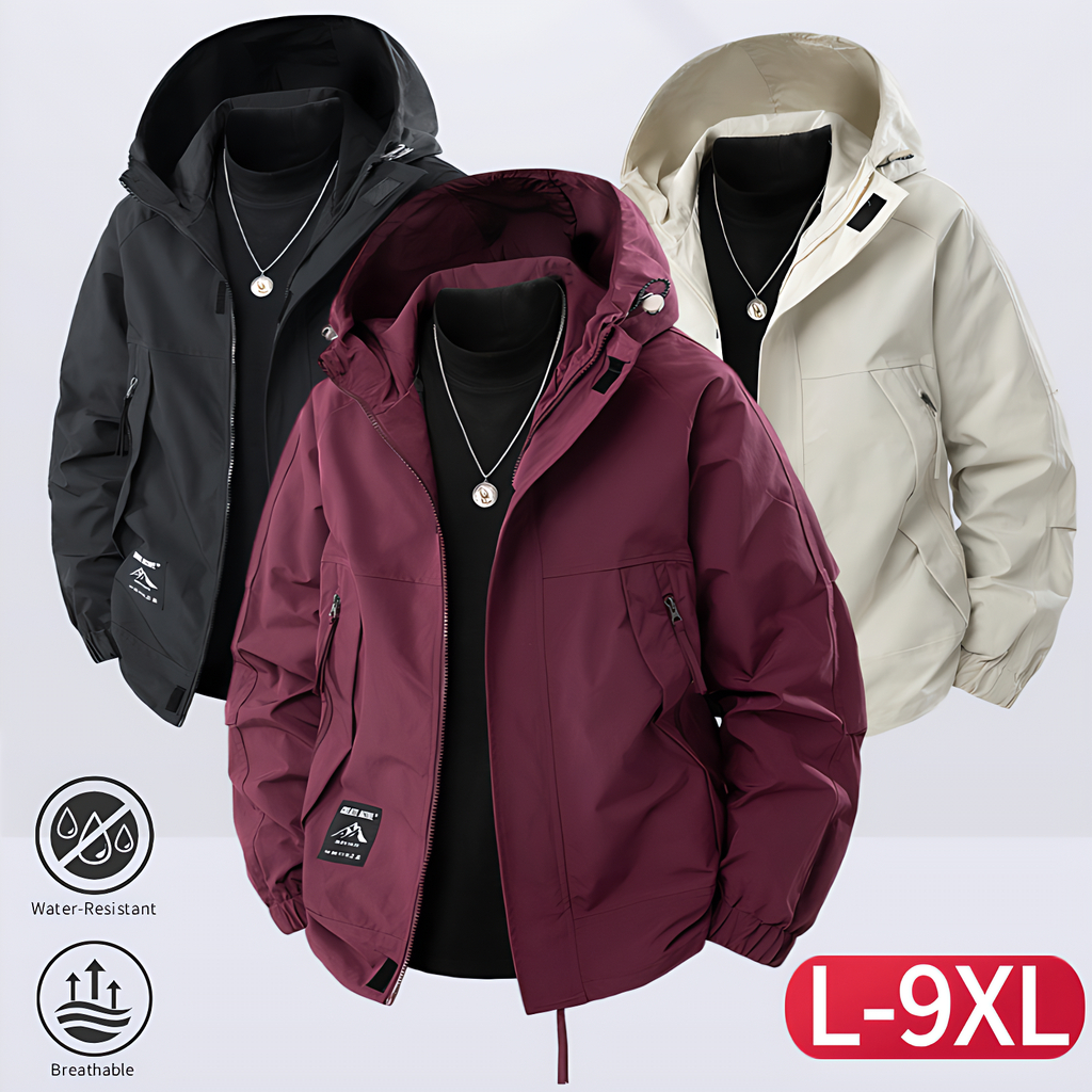 L-9XL 2025 ฤดูใบไม้ร่วงสไตล์ใหม่เสื้อแจ็คเก็ตมีฮู้ด Street Wear Youth All-Match หลวมขนาดใหญ่เสื้อแจ็คเก็ตกันลม