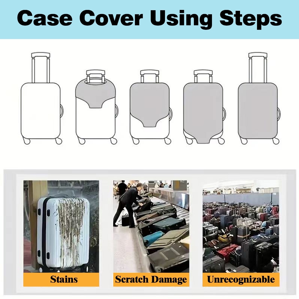 ผ้าคลุมกระเป๋าเดินทาง คุโรมิ ผ้าสแปนเด็กซ์ แบบยืดหยุ่น ยืดหยุ่น Kuromi Travel Luggage Cover 18-32 นิ้ว OMI133 - รูปที่ 7