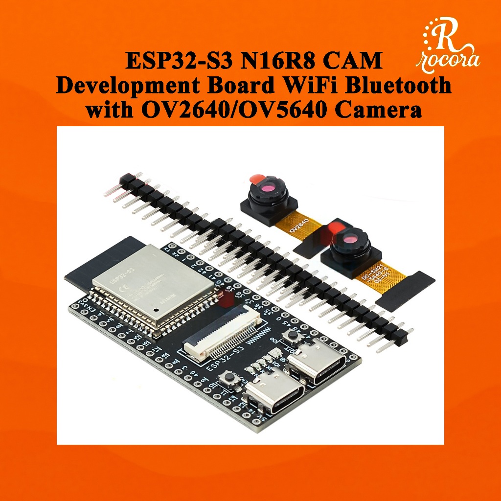 บอร์ดพัฒนา ESP32-S3 N16R8 CAM WiFi บลูทูธ พร้อมกล้อง OV2640/OV5640 สำหรับ Arduino IoT และ AI Vision