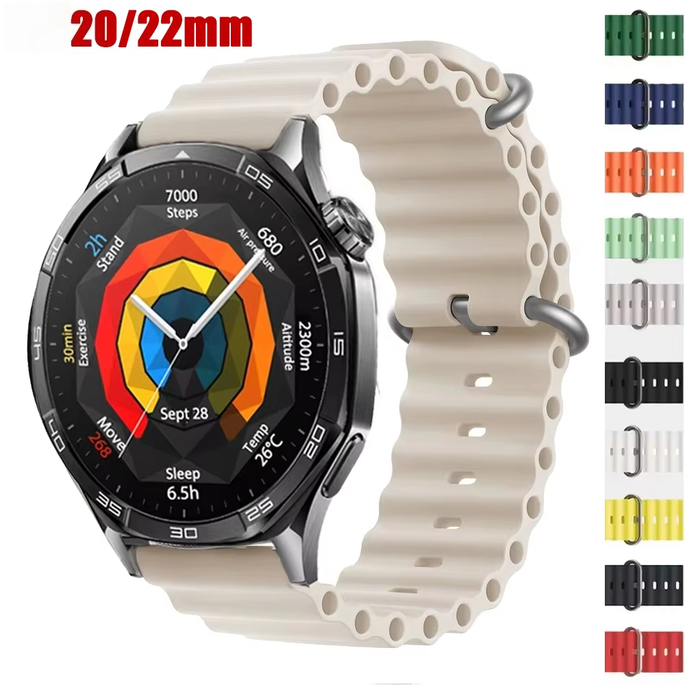 20/22 มม.สายกีฬาสําหรับนาฬิกา GT 5 Pro 46 มม.42 มม.สายรัดข้อมือซิลิโคนสร้อยข้อมือสําหรับ นาฬิกา GT5 GT4 46 มม.41 มม.