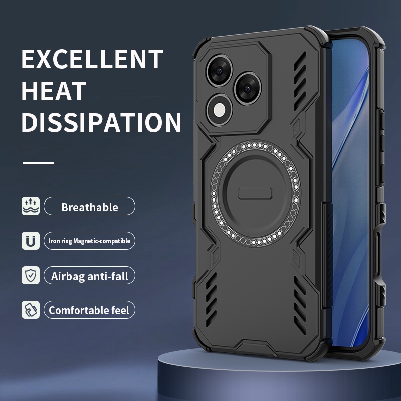 เคสโทรศัพท์เกราะกระจายความร้อนสําหรับ Honor 400Lite 5G ปกป้องเลนส์และพร้อมฟังก์ชั่นดึงดูดแม่เหล็ก