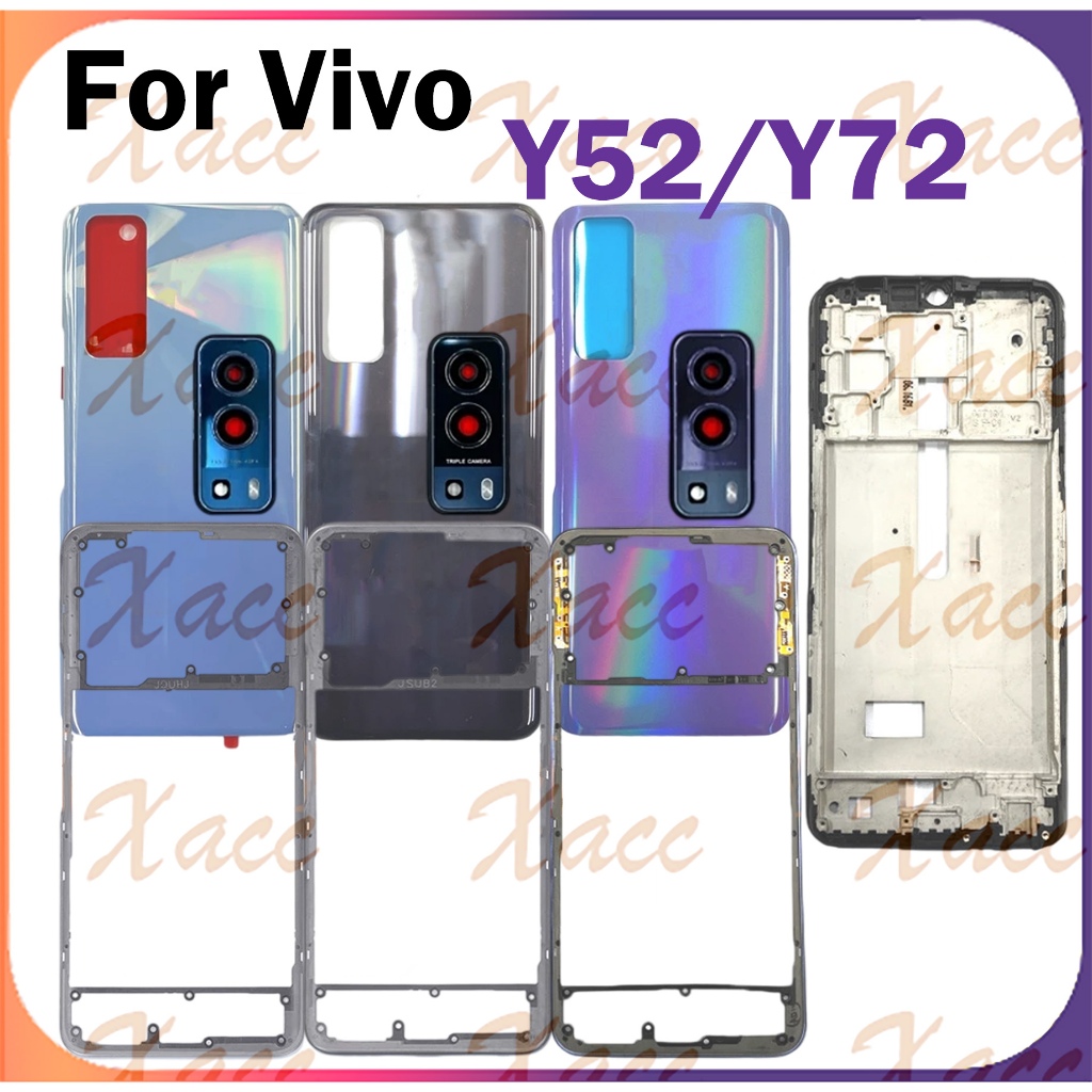 สําหรับ VIVO Y52 V2053 / Y72 V2041 ฝาหลังแบตเตอรี่ชุดเต็มปุ่มกรอบกลางกรอบเลนส์กล้อง LCD กรอบด้านหน้าเปลี่ยน