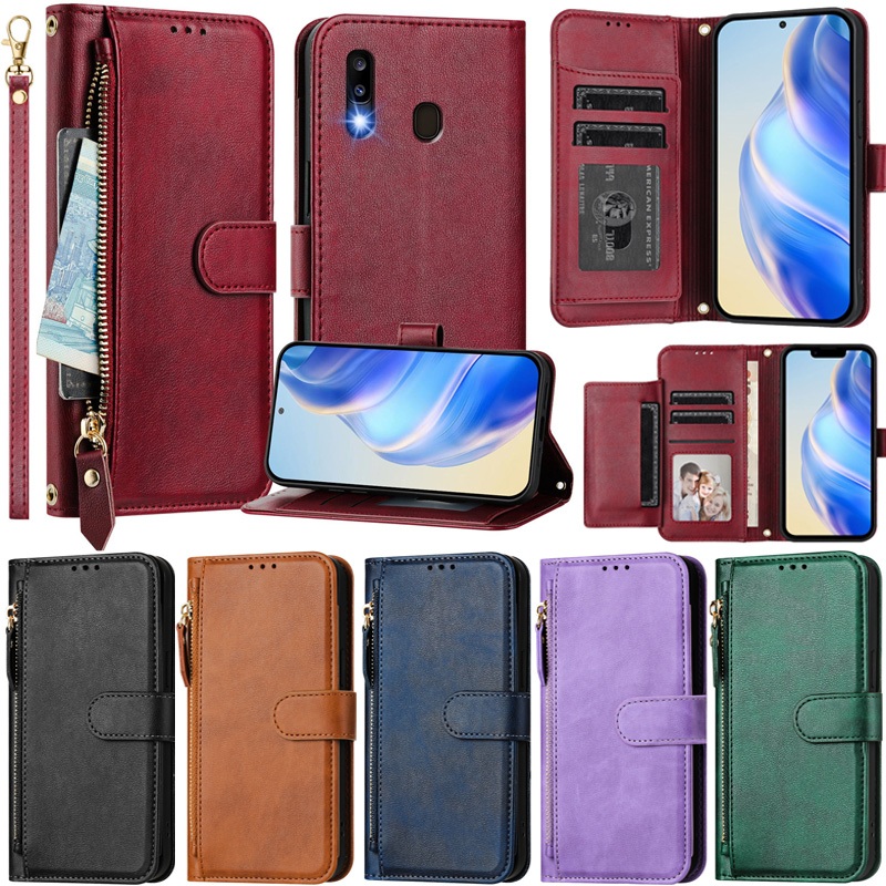 Deluxe สําหรับ Samsung Galaxy A10S A20S A20 A30 A10 A50 A50S A30S A70 A70S A11 A21 A31 A41 A51 A71 A02 A03 A21S A03S A03S ช่องใส่การ์ดหนังหนังกรณี