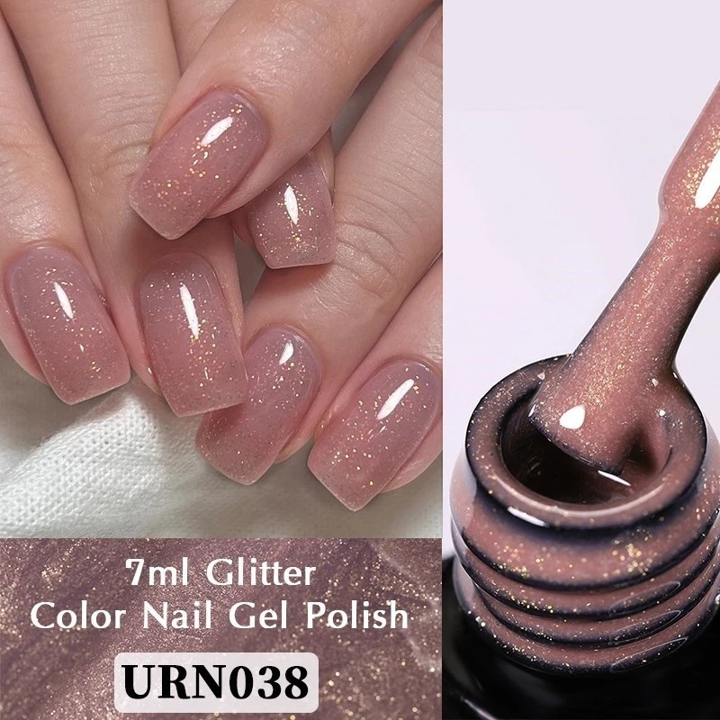 Ur SUGAR สีนู้ดโกลด์เล็บมันวาวเจล Nair Art เจลทาเล็บกึ่งถาวร UV LED 7.5 มล.
