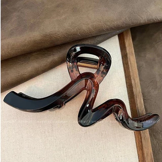 Tortoiseshell Wave Grab Clip Female Large High-End Feel Hair Clip Hair Volume More Shark Clip Back Head Hair Accessories