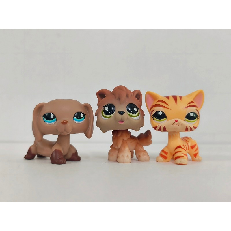 3 ชิ้น/ล็อต LPS รูปแมวสุนัข #518#2141 Littlest Pet Shop ของเล่นเด็ก
