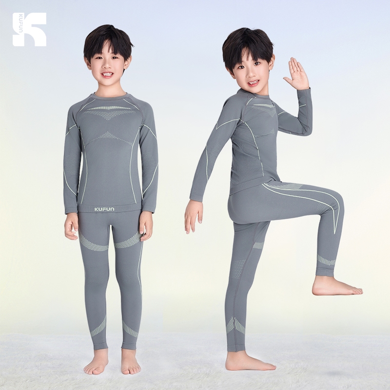KUFUN ชุดชั้นในสำหรับเด็ก สกีแห้งเร็ว พร้อมเทคโนโลยี wicking เหงื่อ เหมาะสำหรับกิจกรรมกลางแจ้งและปีนเขา