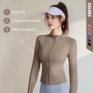 FUYOGI Sport Jacket Women Yoga Tops Zipper Long Sleeve Tight Fitness Running Gym Workout