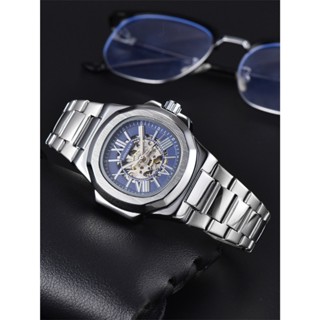 ผู้ชายอัตโนมัตินาฬิกาโครงกระดูก โรม สแตนเลสนาฬิกาจักรกลกันน้…