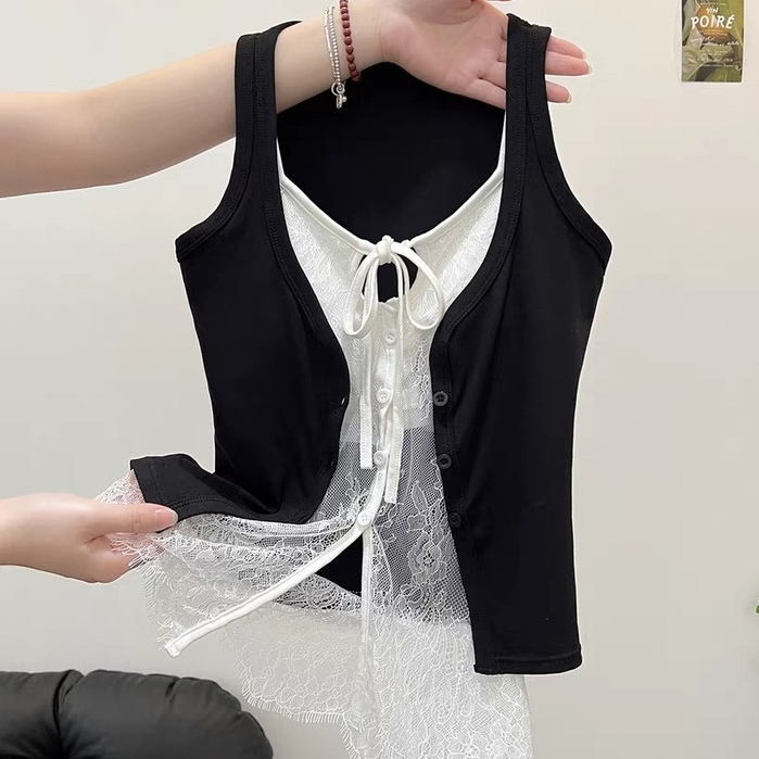 กั๊กลูกไม้สำหรับเพศหญิง แบบปลอมสลิง สไตล์สองชิ้น สั้น สวมใส่ง่าย