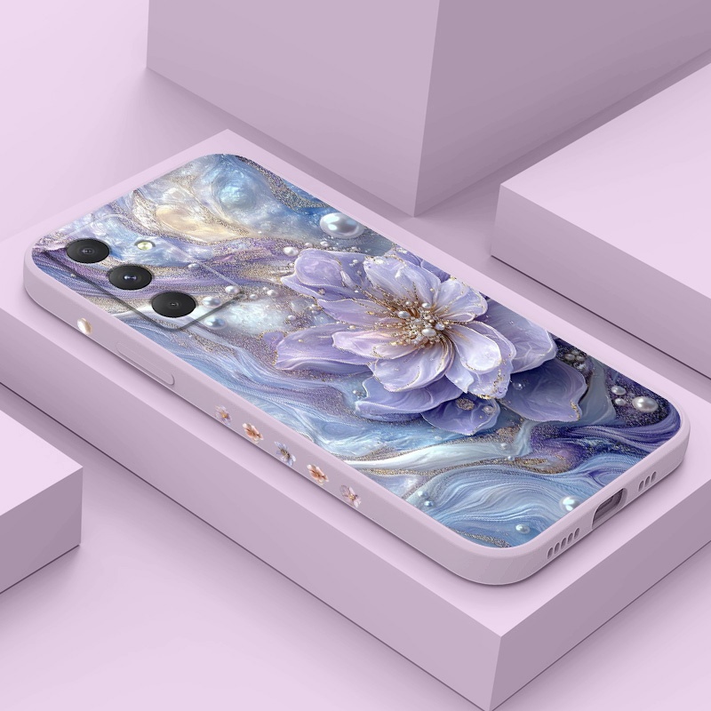 SAMSUNG Pear ดอกไม้เคสโทรศัพท์สําหรับSamsung Galaxy A54 A34 A24 A14 A04 A04S A04E A73 A53 A33 A23 A13 A03S A03 Core 4G 5Gซิลิโคนเหลวด้านข้างรูปแบบฝาครอบ