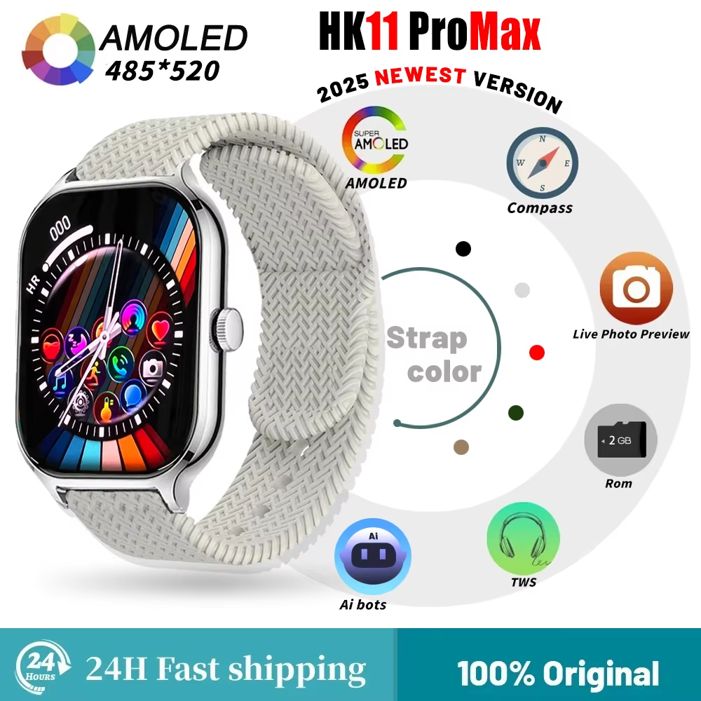 HK11 Pro Max Series 10 สมาร์ทวอท์ช NFC เข็มทิศ 2GB อัลบั้มท้องถิ่นเพลงผู้ชายผู้หญิง ChatGPT G-Sensor
