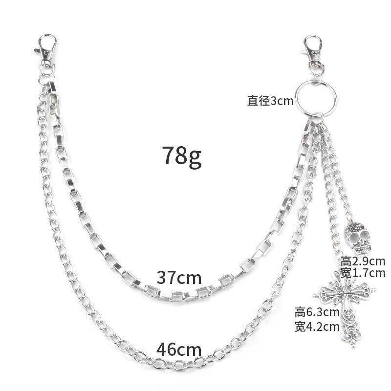 โซ่คล้องกางเกง สายโซ่คล้องกางเกง สไตล์วินเทจ สำหรับผู้ชายและผู้หญิง  Hip-Hop Punk Metal Rivets - รูปที่ 7