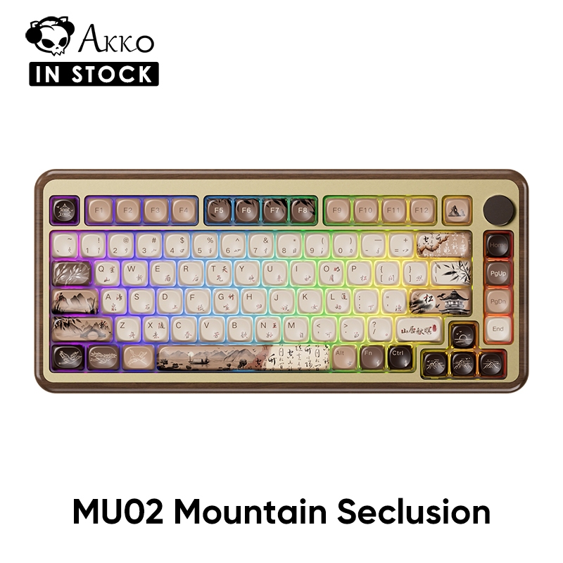Akko MU02 Mountain Seclusion Wooden Case 75% Multi-Mode Mechanical Keyboard พร้อมโปรไฟล์ MOA RGB Bac