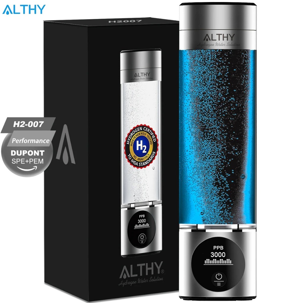 ALTHY H2-007 ขวดน้ําไฮโดรเจน DuPont SPE + PEM Dual Chamber Maker lonizer ถ้วย + H2 อุปกรณ์สูดดม