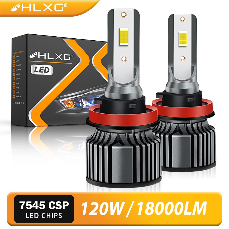 HLXG H7 LED ไฟหน้ารถหลอดไฟ LED อัตโนมัติไฟ H4 H3 H8 H9 H11 9005 9006 9012 HB3 HB4 HIR2 18000LM H1 60