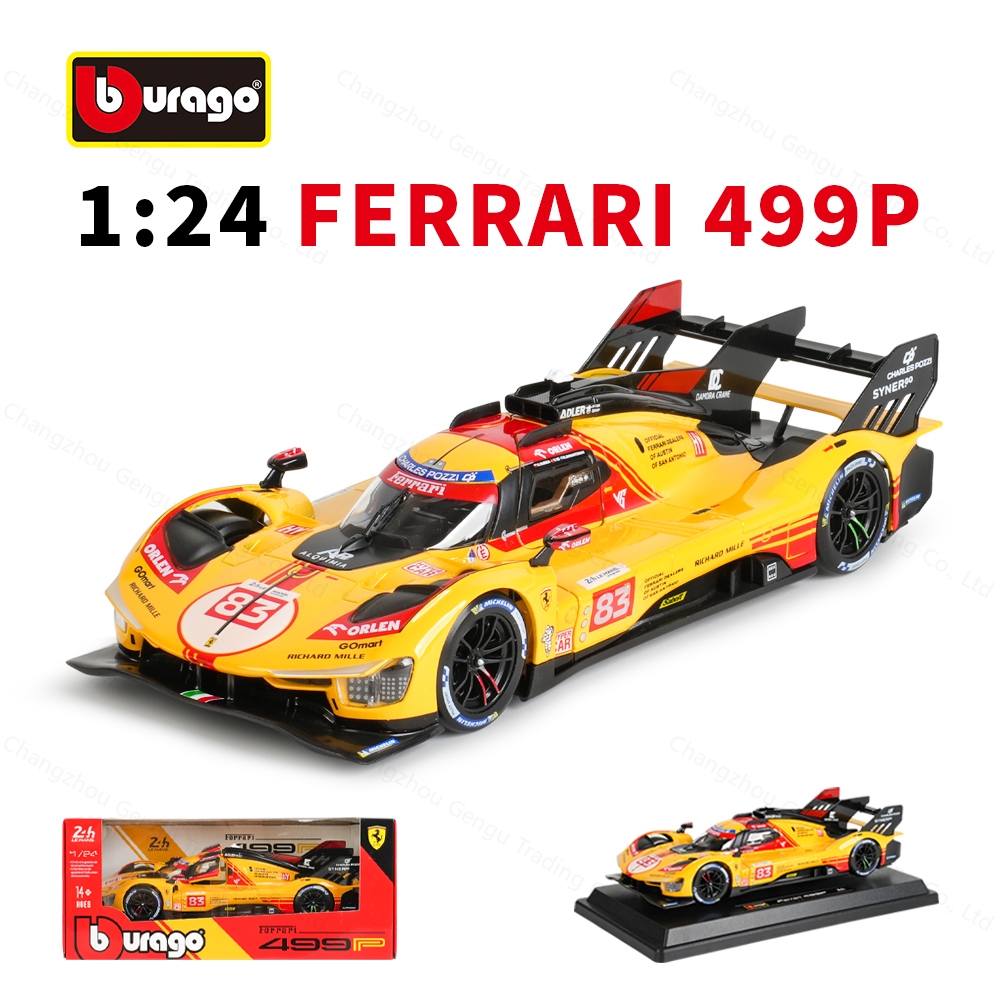Bburago 1:24 Ferrari 499P LMH 2024 24H Le Mans Champion รถสปอร์ต Static Die Cast ยานพาหนะสะสมของเล่นรถ