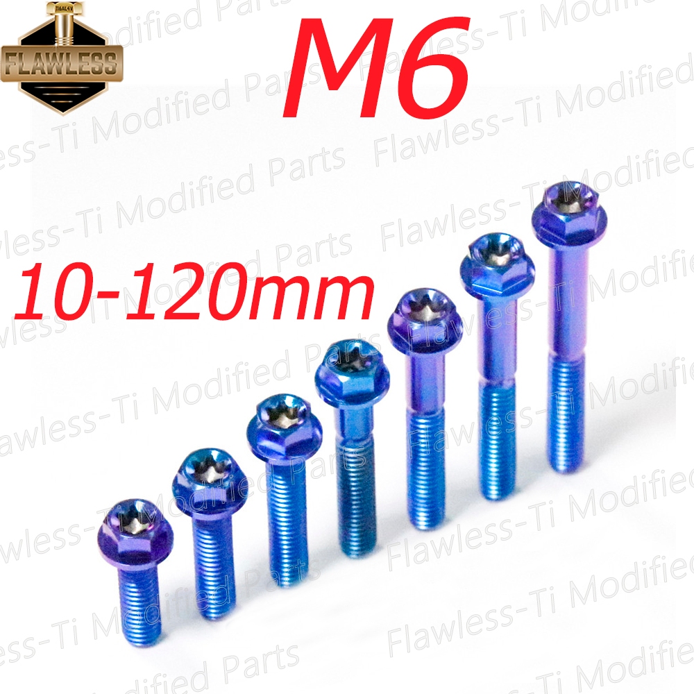 FLAWLESSTI M6x10-120 mm M8x15-90 mm Gr5 Titanium Bolt Crankcase กระบอกเบรคด้านหน้าด้านหลัง Shock Bolt
