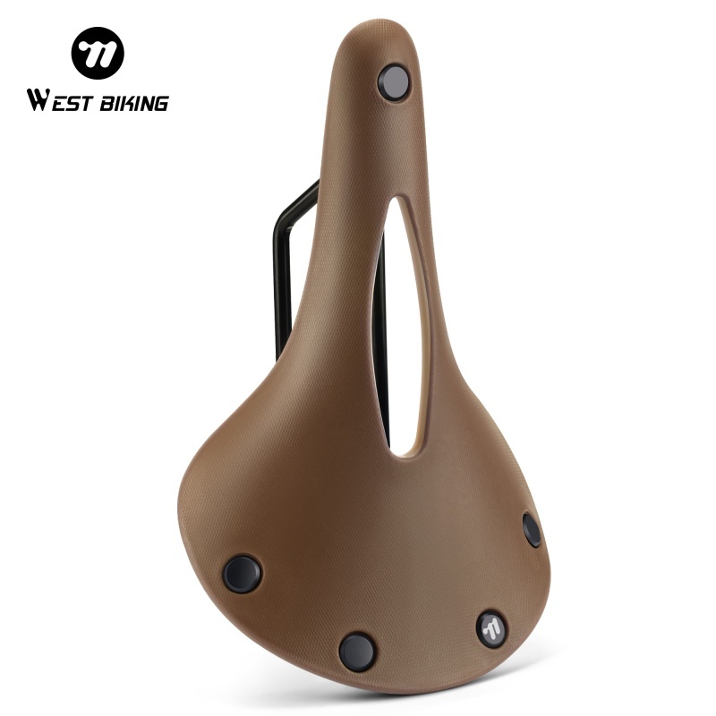 WEST BIKING เบาะรองนั่งจักรยานแบบกันลื่นสไตล์เรโทรสำหรับจักรยานเสือหมอบ Brompton Bike เบาะนั่งจักรยานกลวงระบายอากาศดูดซับแรงกระแทกได้อย่างสบาย อุปกรณ์เสริมจักรยาน
