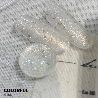 【พร้อมส่ง】Colorful Girl สีเจลกลิตเตอร์ บิงเยว่ / ยุนปั๋ว｜ขวดครีม 15ml｜เอฟเฟกต์วิ้งละอองดาว & นมหรูระยิบระยับ｜ทาทับได้ สีใสเม็ดเล็ก / ผสมทองคำเปลว