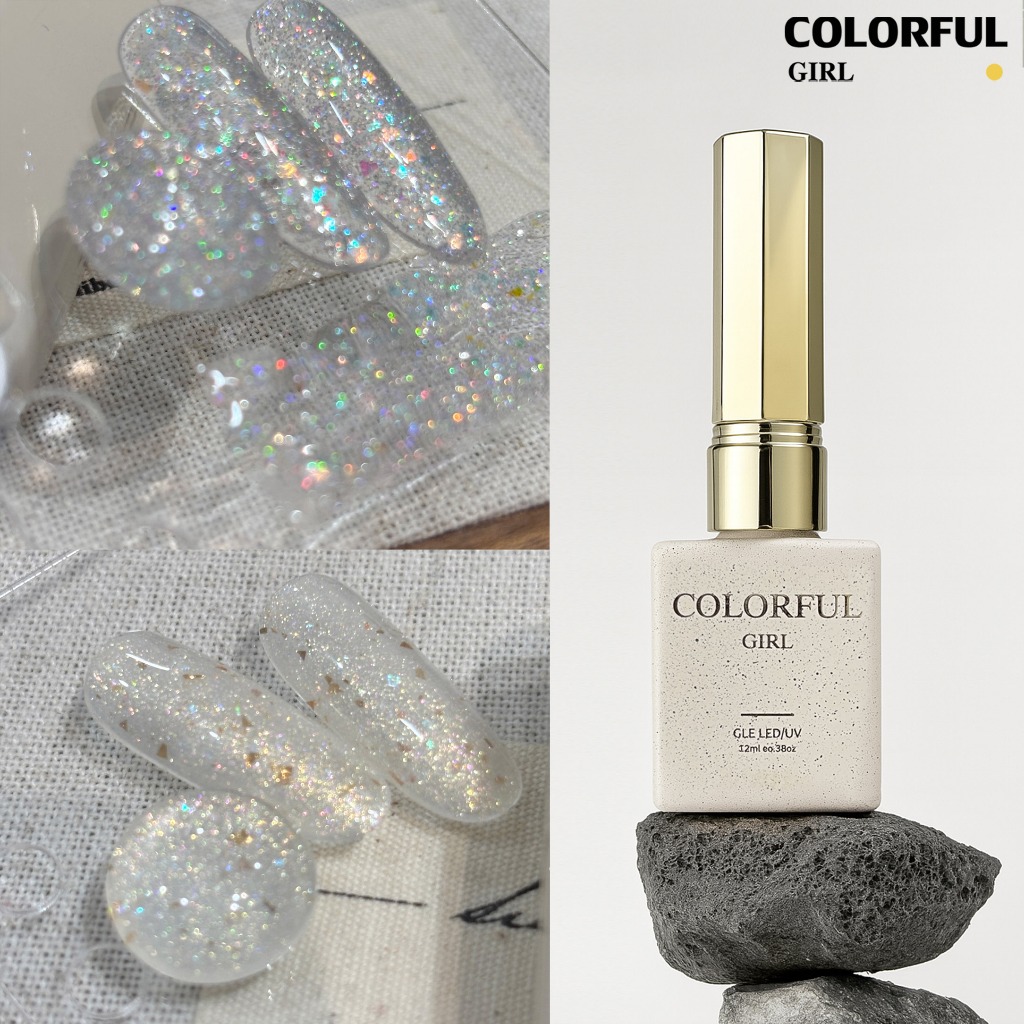 【พร้อมส่ง】Colorful Girl สีเจลกลิตเตอร์ บิงเยว่ / ยุนปั๋ว｜ขวดครีม 15ml｜เอฟเฟกต์วิ้งละอองดาว & นมหรูระยิบระยับ｜ทาทับได้ สีใสเม็ดเล็ก / ผสมทองคำเปลว – โปรปัง