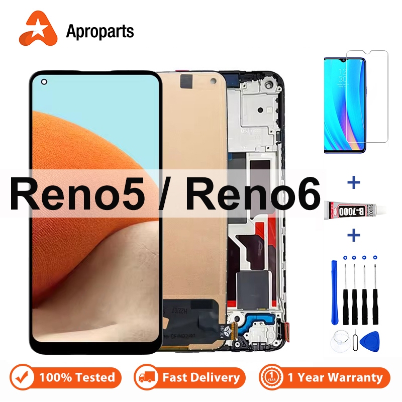 LCD สําหรับ OPPO Reno5 Reno6 Reno 5 6 Z Lite 4G 5G K CPH2159 CPH2251 จอแสดงผล การประกอบจอสัมผัส Digitizer กรอบ