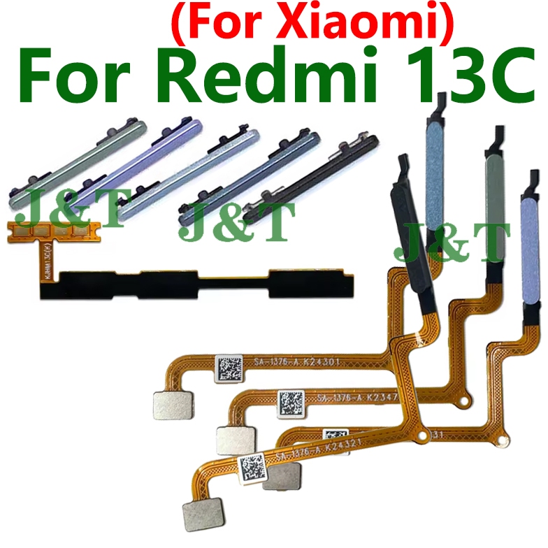 สําหรับ Xiaomi Redmi 13C 4G / Poco C65 Volume Power On Off ปุ่ม Flex + ปุ่มบ้านเครื่องสแกนลายนิ้วมือเซ็นเซอร์กลับสายริบบิ้น