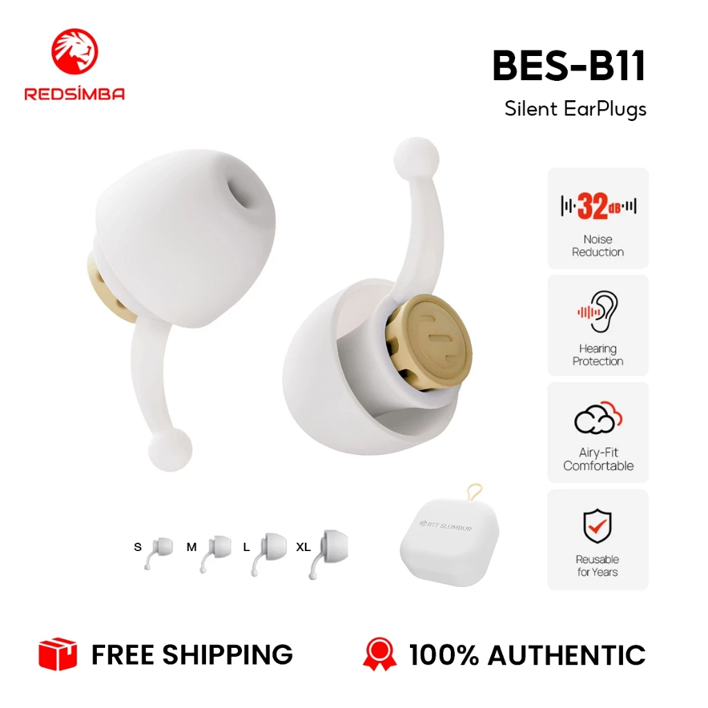 BET SLUMBUR ที่อุดหูนอน ลดเสียงได้ถึง 32dB/NNR 19.1dB ใส่สบาย ระบายอากาศดี ป้องกันเสียงรบกวน ใช้ซ้ำได้ มาพร้อมจุกหู 4 ไซซ์ S/M/L/XL ใส่แล้วสบายหูใน 15 วินาที เหมาะสำหรับใส่นอนหลับลึก