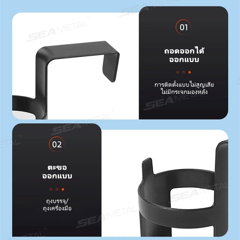 SEAMETAL ที่วางแก้วประตูรถ ที่วางแก้วรถ ที่เก็บของประตูรถ พกพาง่าย ติดตั้งง่าย ราคา ถูกที่สุด ดีลบีเคเค แกลเลอรีภาพที่ 6
