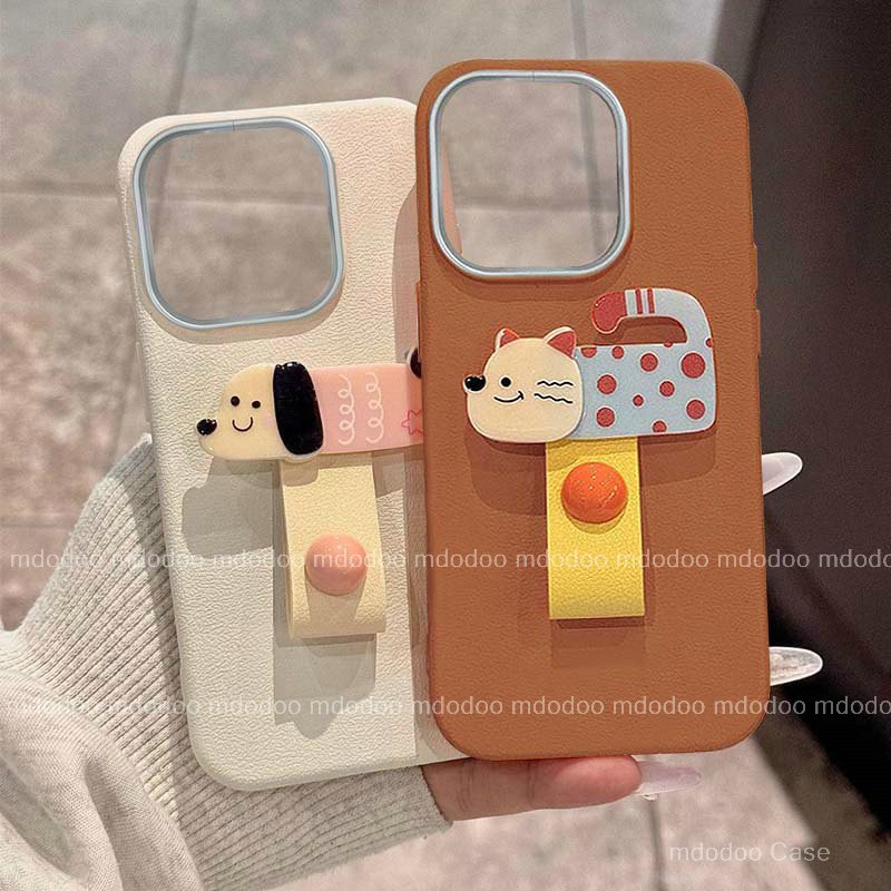 เคส Cute Ring Stand Cellphone For Huawei Honor 400 Lite Pro 200 Smart 5G X8 X6 X6S X7C X7B 4G X7A X7 4G X50i X40 GT X30 90 Honor400Pro Leather Cartoon Animal Candy Matte Metal lens frame Anti-fall Soft Phone Case PW 08 - รูปที่ 6