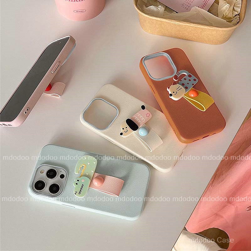 เคส Cute Ring Stand Cellphone For Huawei Honor 400 Lite Pro 200 Smart 5G X8 X6 X6S X7C X7B 4G X7A X7 4G X50i X40 GT X30 90 Honor400Pro Leather Cartoon Animal Candy Matte Metal lens frame Anti-fall Soft Phone Case PW 08 - รูปที่ 3
