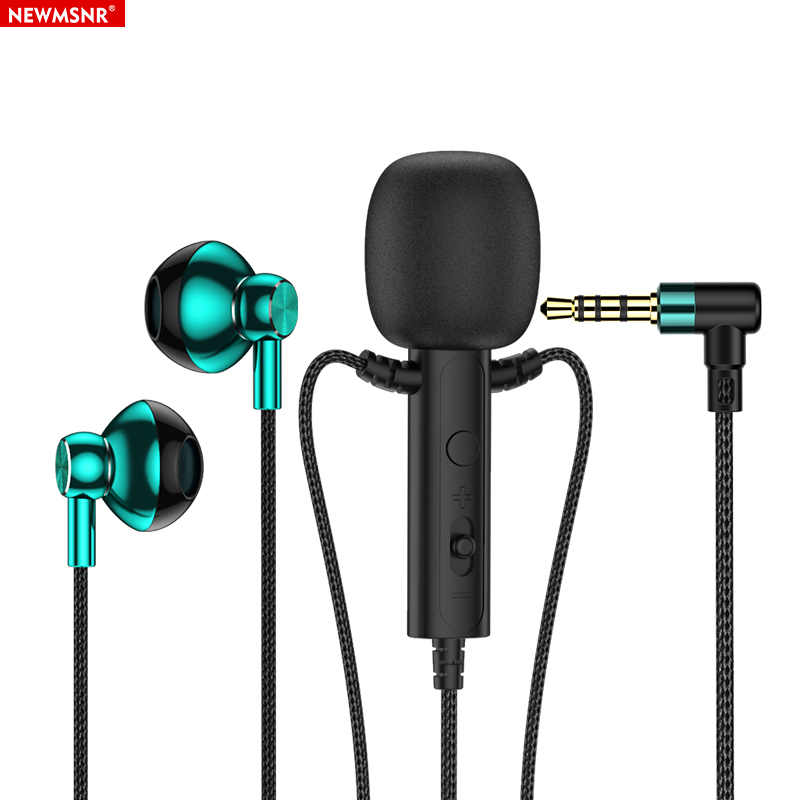 NEWMSNR Laple Mic หูฟังคาราโอเกะคุณภาพสูง HD ไมโครโฟนลดเสียงรบกวนหูฟัง HiFi Super Bass หูฟังชนิดใส่ในหู 1.5M สายไม่มีความล่าช้าชุดหูฟังสําหรับเล่นเกม