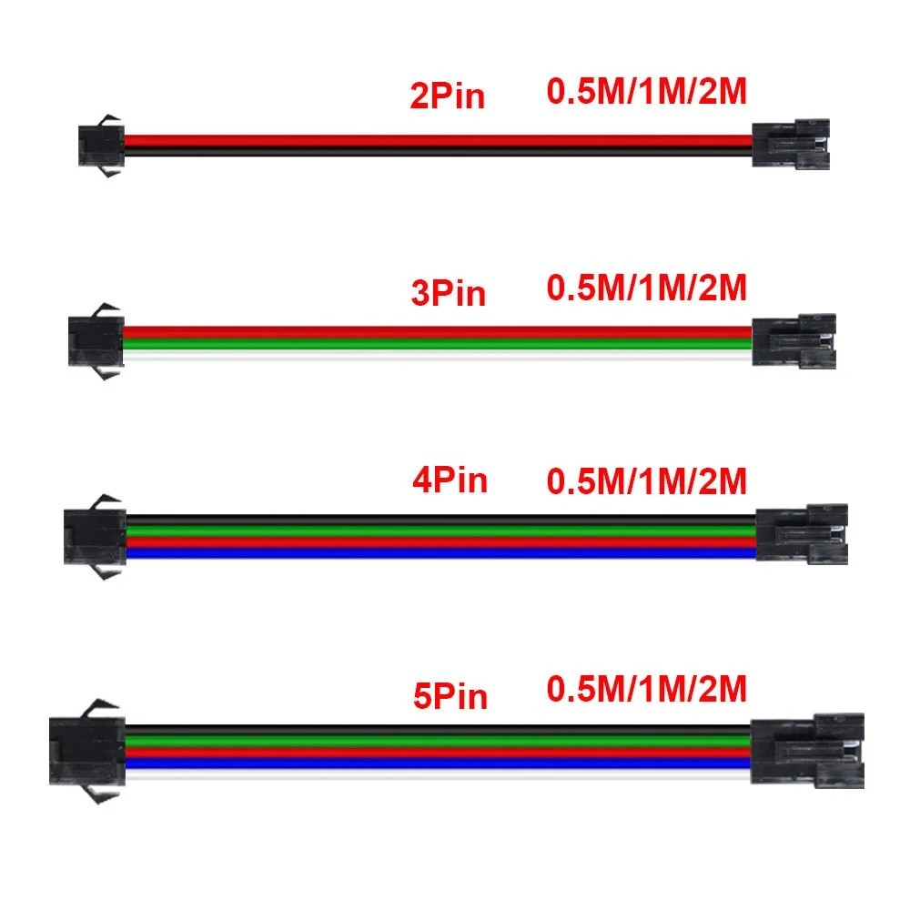 2/3/4/5PIN ชายหญิงไฟ Led Strip JST ขยายสายสําหรับ WS2811 WS2812B WS2815