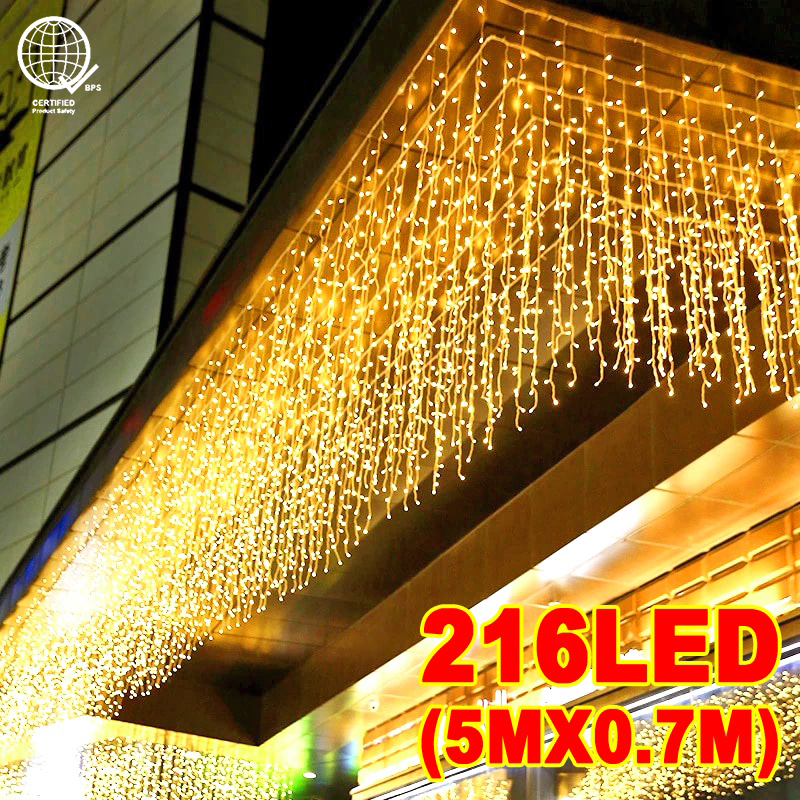 Icicle Light LED Fairy String ไฟชายคาตกแต่งสําหรับคริสต์มาส Raya ผ้าม่านกลางแจ้งงานแต่งงาน Hallowee บันไดตกแต่ง