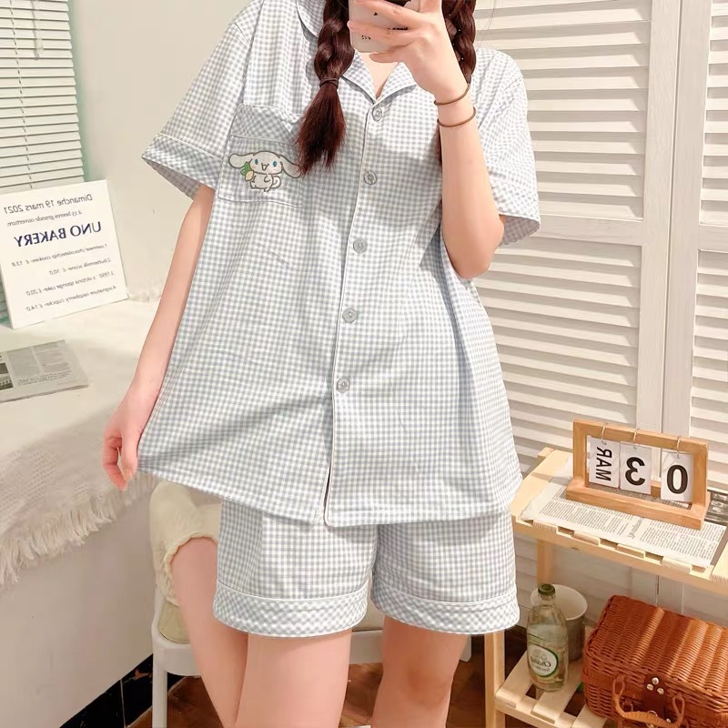 🧡Bra Queen🧡 ชุดนอน ชุดนอนผู้หญิงชุดนอมีฟองน้ำในตัว แขนสั้น-ขาสั้น กระดุมหน้า ผ้าฝ้าย ระบายอากาศดี - รูปที่ 4