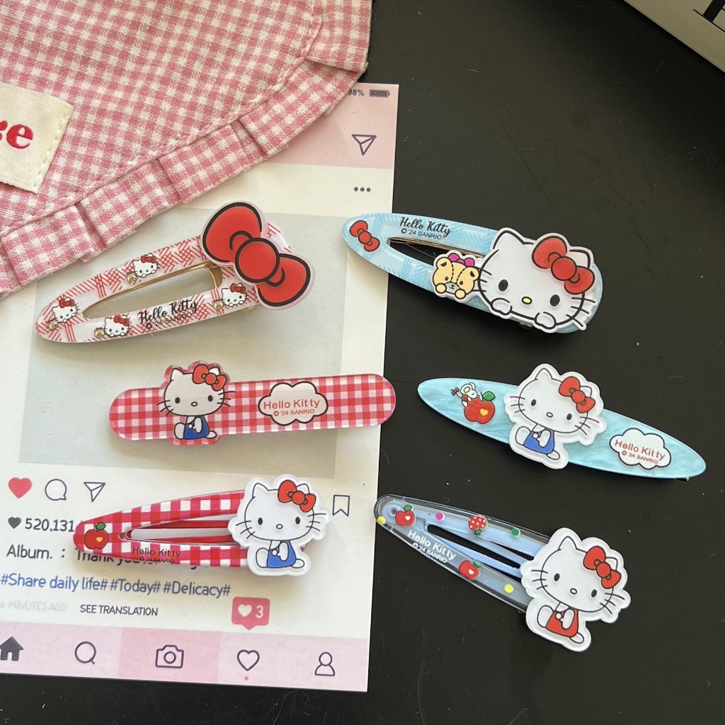 กิ๊บผม Hello Kitty สไตล์การ์ตูน แบบกรีนดักบิล สำหรับตกแต่งทรงผมอย่างแฟชั่น