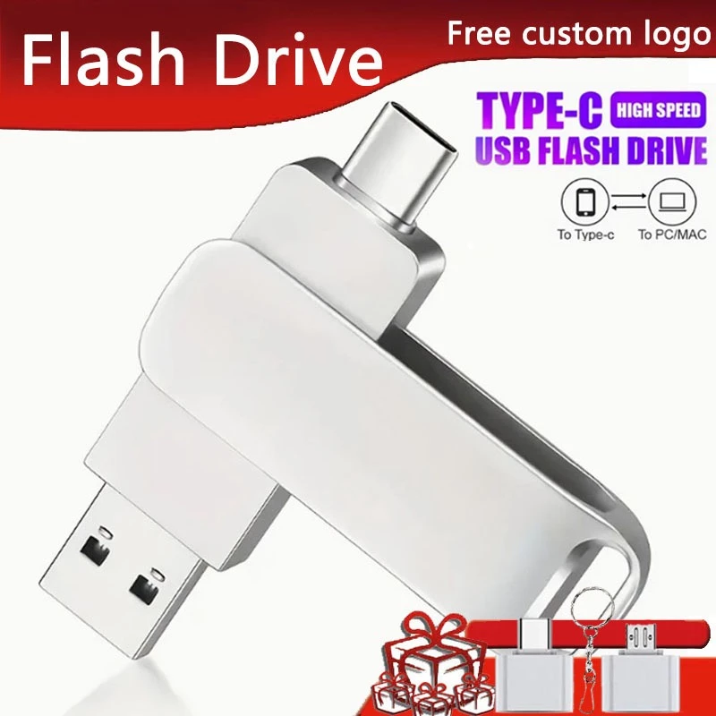 [โปรโมชั่น] TYPE-C 2-in-1 Flash Driver 2TB/1TB/512GB/256GB/128GB/64GB การส่งสัญญาณความเร็วสูง USB3.2 เหมาะสําหรับ iPhone 15 ขึ้นไป PC iPad Android