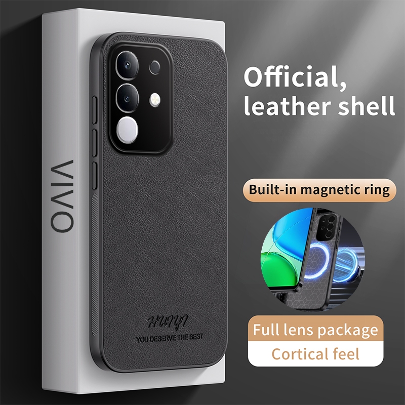 ปลอกหนังสําหรับ vivo iQOO Z10x 5G iQ00 iQOOZ10x I2404 เคสโทรศัพท์ไร้สายชาร์จรถผู้ถือแม่เหล็กซิลิโคนอ