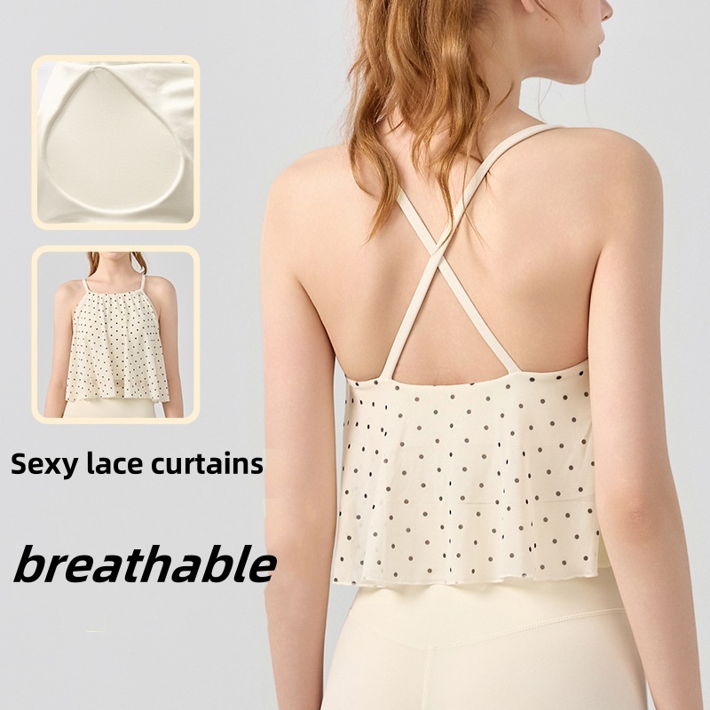 L.CIRCLESports Ypga bra แผ่นคงที่ cross back ตาข่ายชุดชั้นในระบายอากาศ