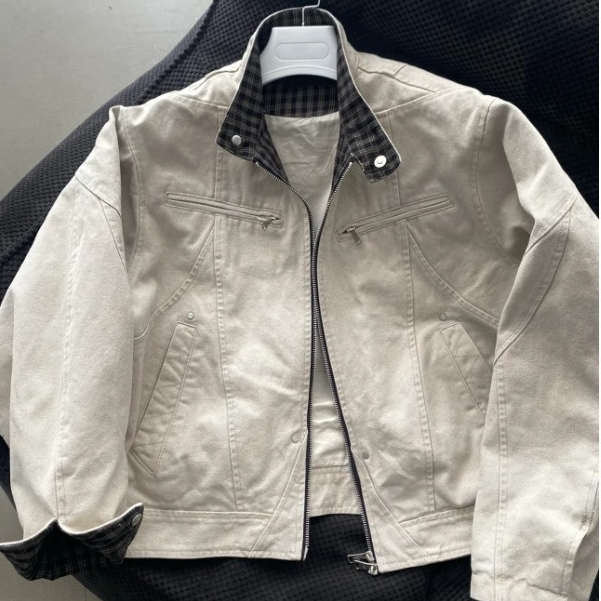 EERSHENSHI CATSSTAC Heavyweight Harrington Jacket Cleanfit Canvas Casual Stand Collar Outerwear