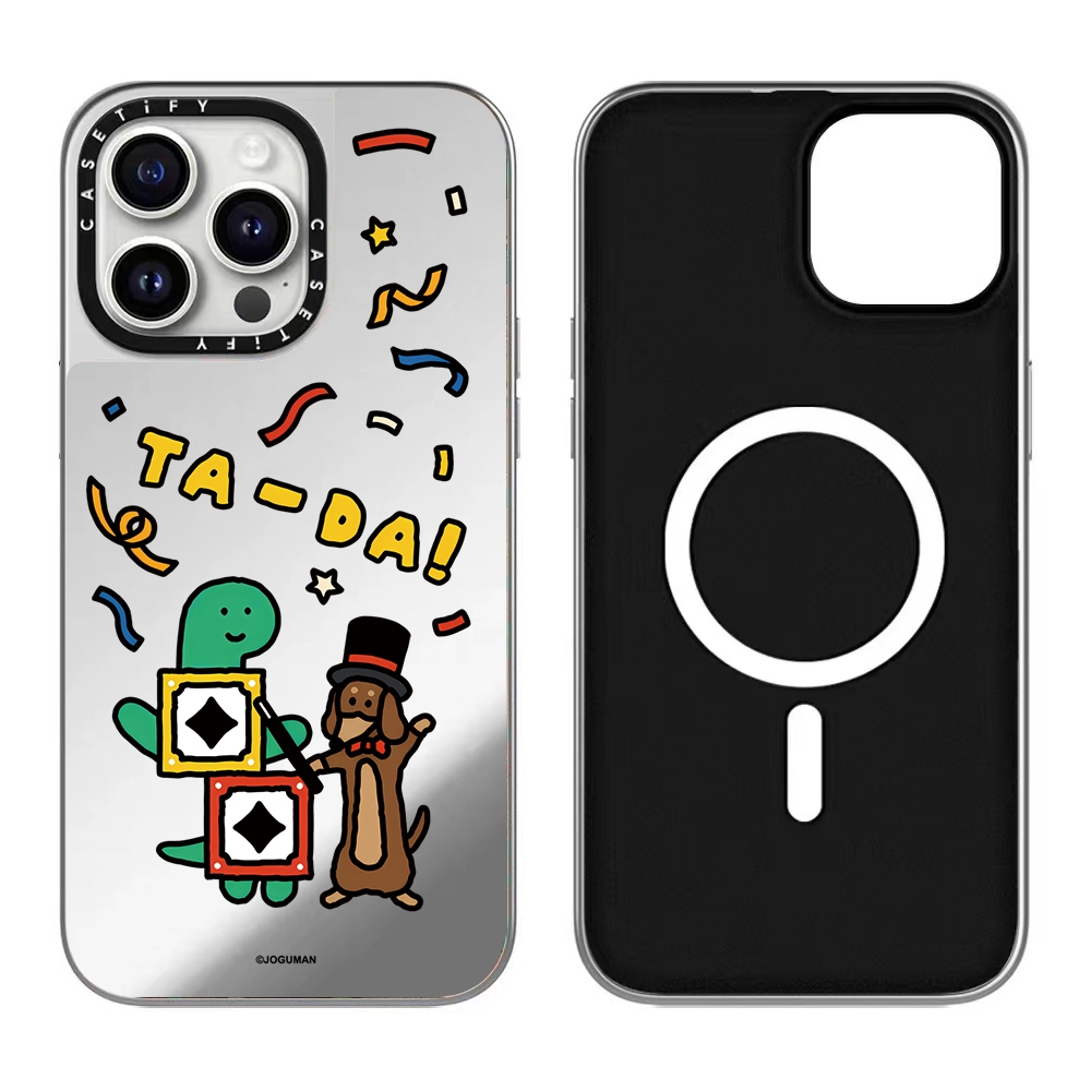 Joguman Mirror Magnetic Phone Protective Case, Silver Frame Case เหมาะสําหรับ Apple 16 15 14 13 12pr