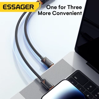 สายชาร์จข้อมูลแบบเร็ว 2-in-1 จาก Essager พอร์ต USB-C เป็น Type-C + L อัปเกรดวัสดุ