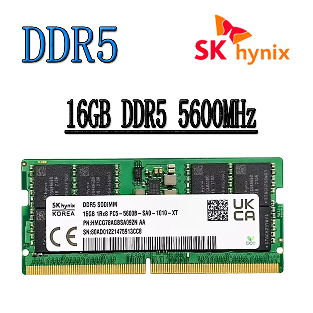SK Hynix DDR5 RAM 16GB DDR5 5600MHz PC5-44800S หน่วยความจําแล็ปท็อป 262Pin CL46 SO-DIMM RAM สําหรับโ