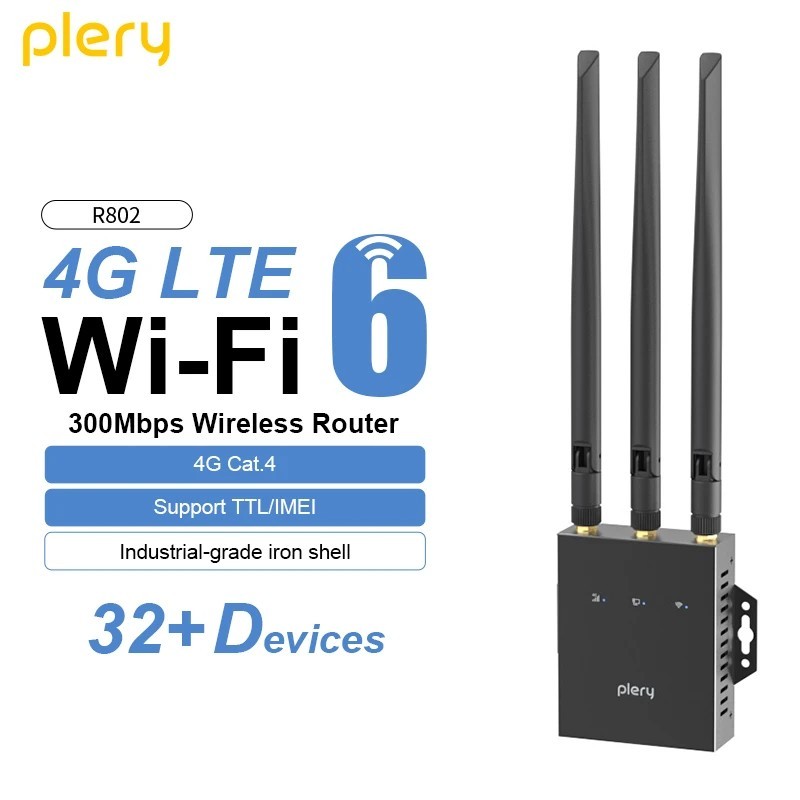 Plery  WiFi6 Industrial SIM Card Router 300Mbps ใช้ได้กับซิมทุกเครือข่าย เสียบใช้เลย 5dBi External A