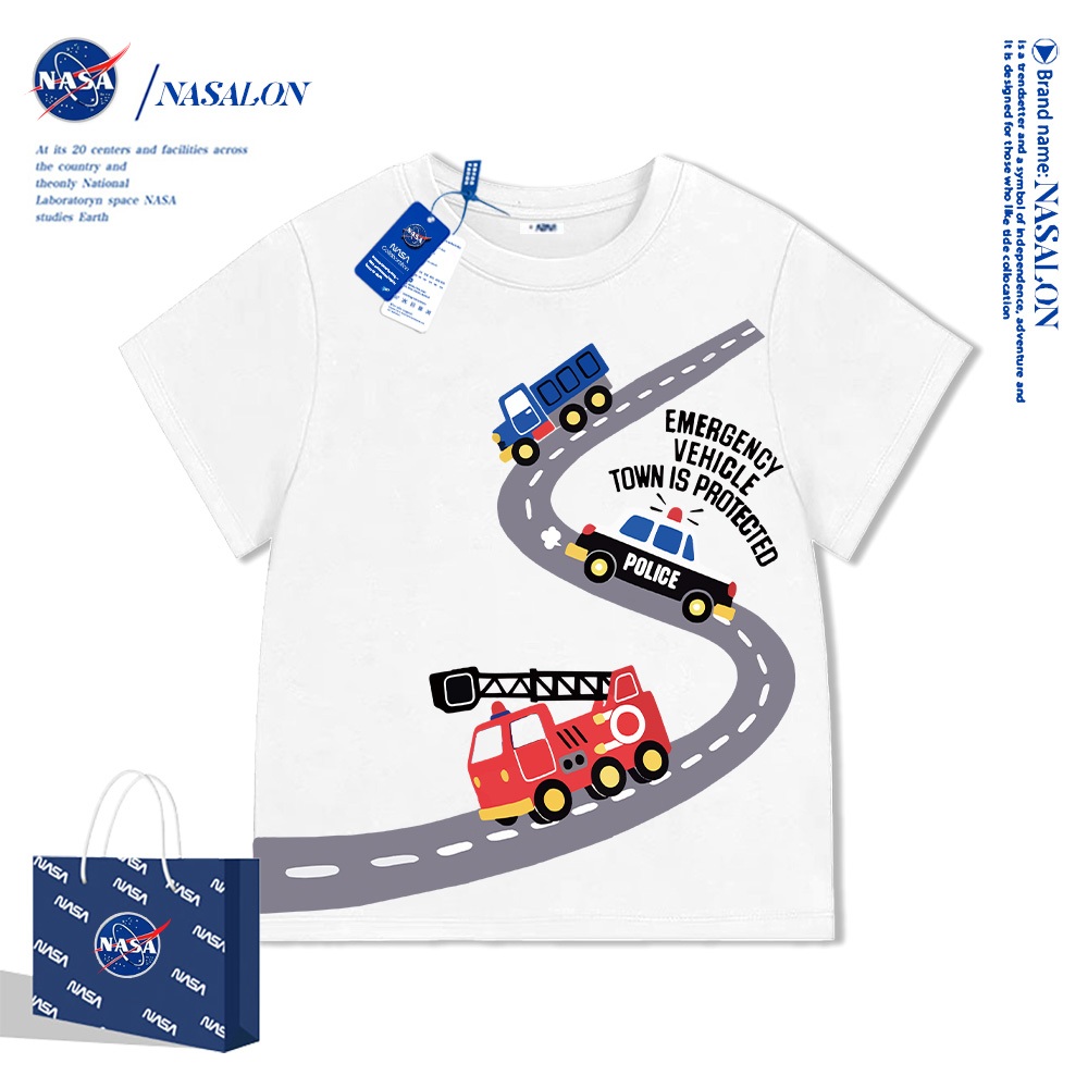 NASA เสื้อยืดเด็ก cotton 100% พิมพ์ลายการ์ตูน เสื้อเด็กแขนสั้น ระบายอากาศดี ใส่สบาย ส่งด่วน 2 วัน